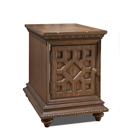 Traditional Style Chairside Table with Door